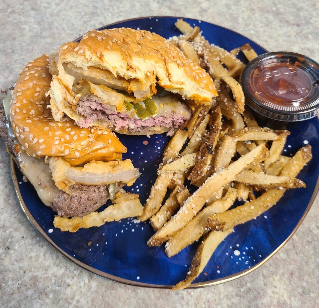 chili pepper burger from flip side by fartley farms