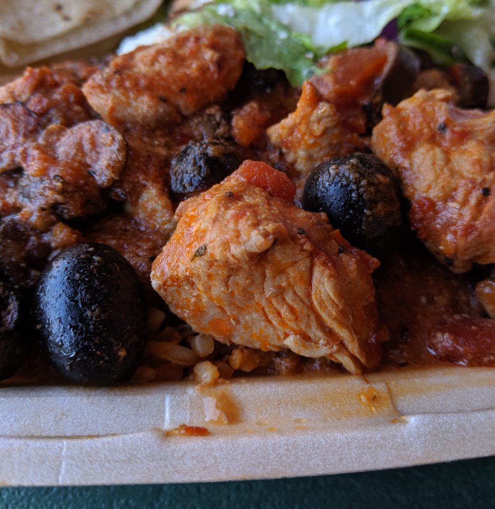 Tunisian chicken and spicy Algerian rice at Firdous Express in Columbus