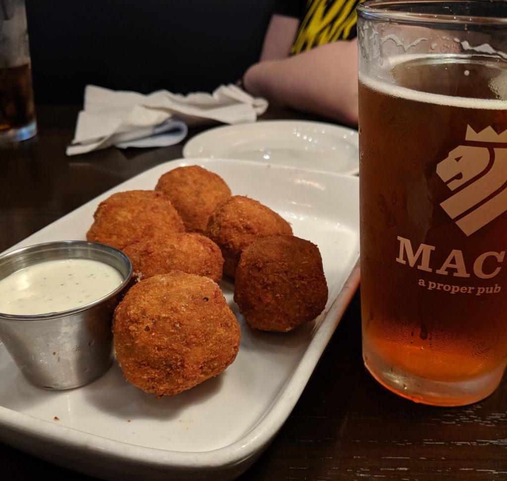 macs sauerkraut balls at macs proper pub