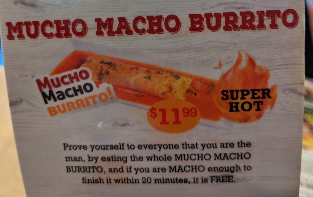 The Mucho Macho Burrito from Cazuelas Mexican Grill as eaten by Fartley Farms