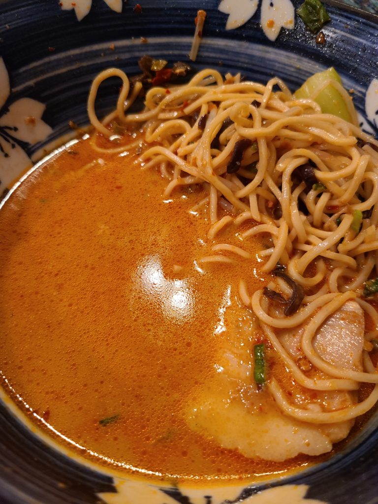 spicy miso broth with volcano paste slurping turtle