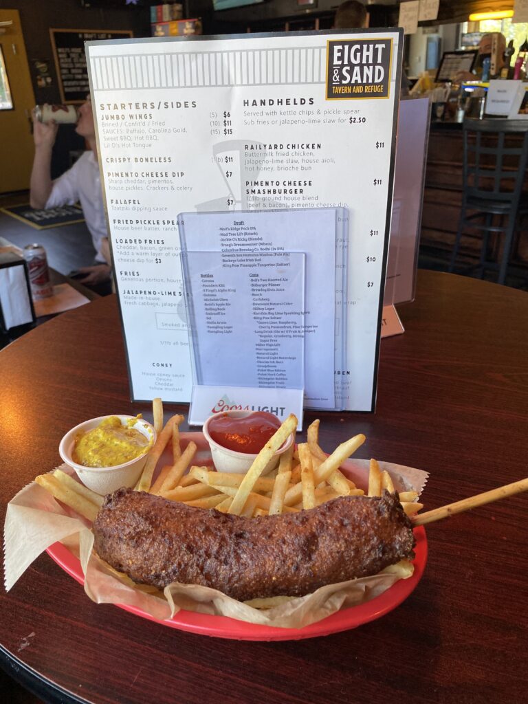 eight and sand menu and the doille dog